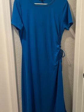 Tommy Hilfiger Side-Tie Bright Blue Midi Dress